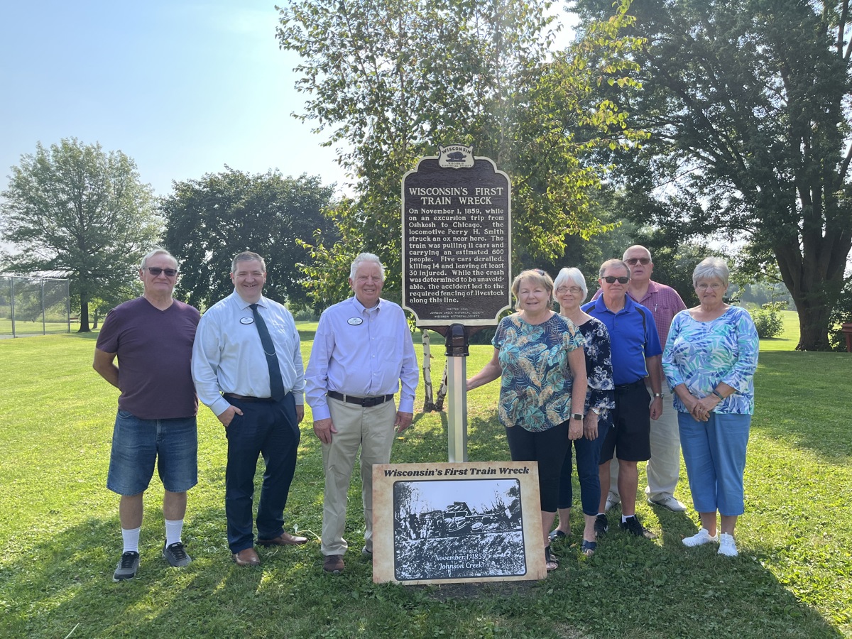 Featured image of Historical Marker Commemorating Wisconsin's First Train Wreck Installed in Fireman's Park